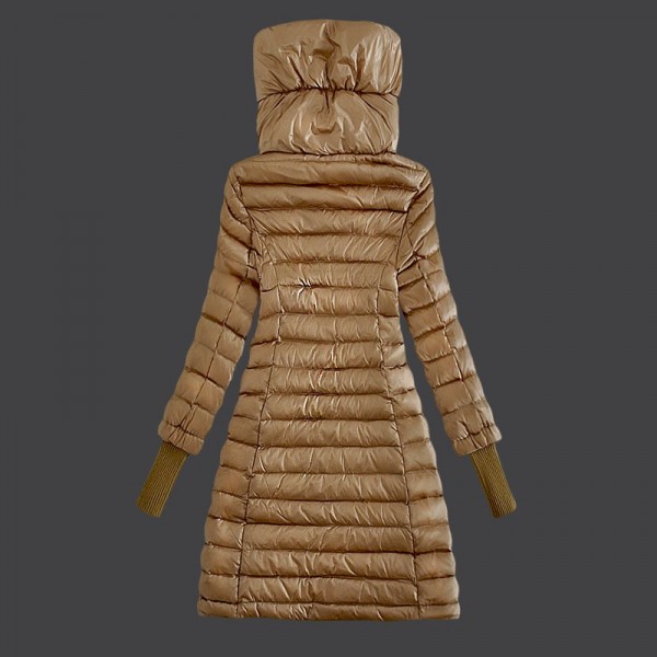 Moncler Donna lungo Giù bavero del cappotto la regina Khaki Presa M1016